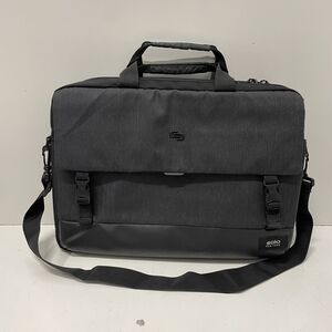 Solo New York Laptop Padded Travel Messenger Shoulder Bag 17x12 Black Gray